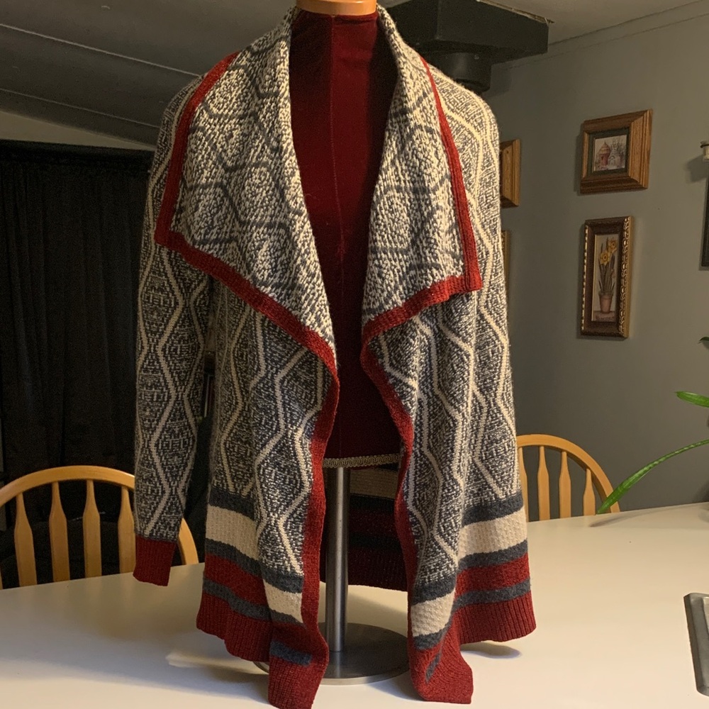 st.John’s Nay Cozy Geometric Knit Open Cardigan